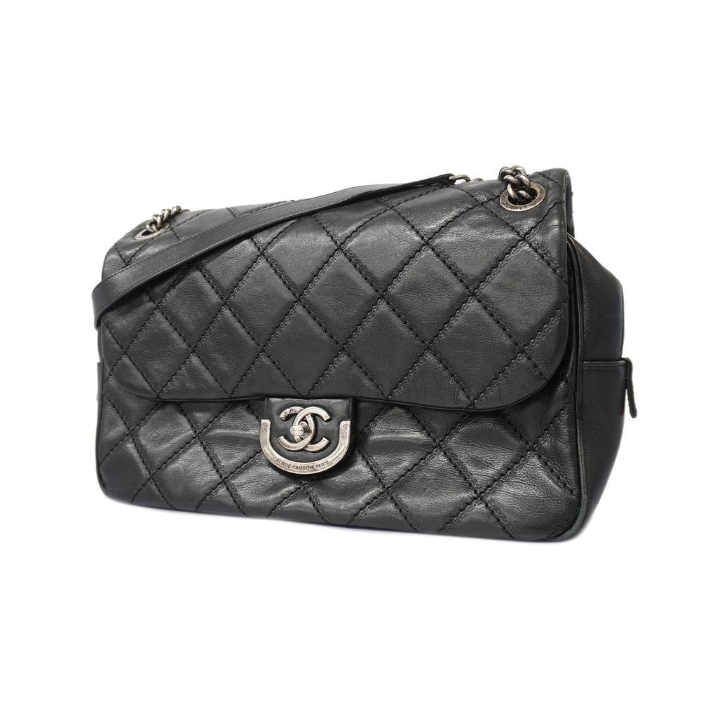 Chanel Matelasse Wallet on a Chain Lambskin Black Shoulder Bag